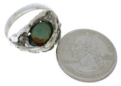 Turquoise Flower Dragonfly Silver Southwest Ring Size 4-3/4 YX89596
