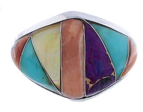 Southwest Jewelry Multicolor Sterling Silver Ring Size 6-3/4 EX22440