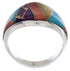 Sterling Silver Multicolor Inlay Jewelry Ring Size 8-3/4 EX22457