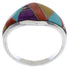 Southwest Multicolor Inlay Sterling Silver Ring Size 7-3/4 EX22475