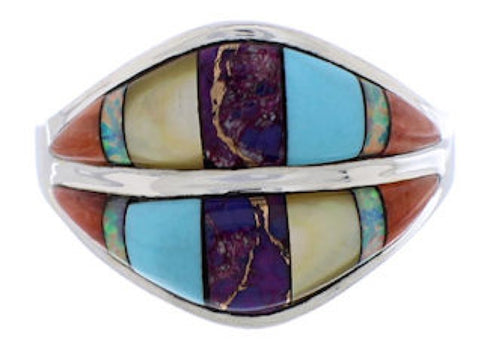 Silver Multicolor Jewelry Southwestern Ring Size 8-3/4 MX23390
