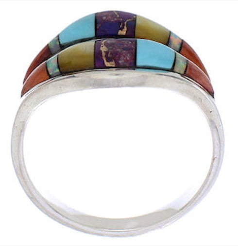 Silver Multicolor Jewelry Southwestern Ring Size 8-3/4 MX23390