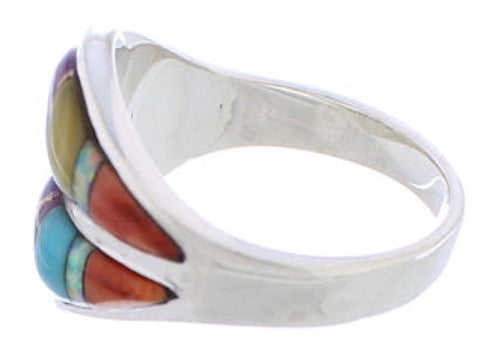 Silver Multicolor Jewelry Southwestern Ring Size 7-3/4 MX23393
