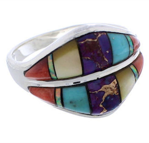 Southwest Jewelry Multicolor Sterling Silver Ring Size 8-1/2 MX23403