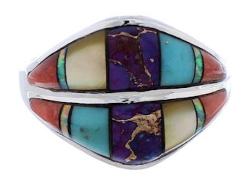 Southwest Jewelry Multicolor Sterling Silver Ring Size 8-1/2 MX23403