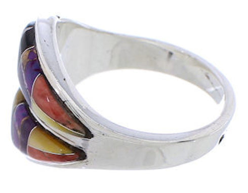Silver Jewelry Southwest Turquoise Multicolor Ring Size 6-3/4 MX23421