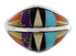 Turquoise Multicolor Inlay Sterling Silver Ring Size 7-3/4 MX23429