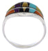 Turquoise Multicolor Inlay Sterling Silver Ring Size 7-3/4 MX23429