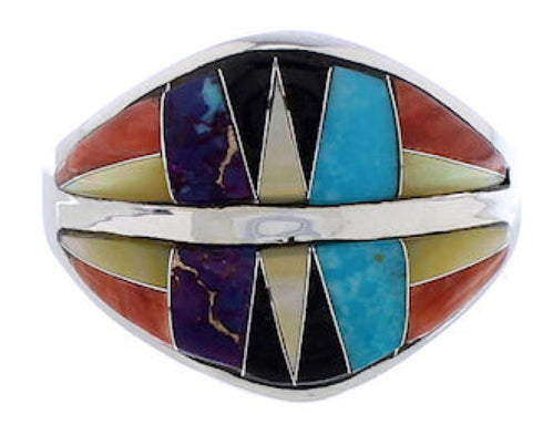 Southwest Sterling Silver Jewelry Multicolor Ring Size 6-3/4 MX23445
