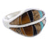 Sterling Silver Tiger Eye Multicolor Jewelry Ring Size 7-3/4 MX23518