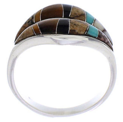 Sterling Silver Tiger Eye Multicolor Jewelry Ring Size 7-3/4 MX23518