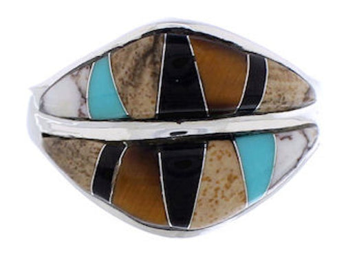 Sterling Silver Tiger Eye Multicolor Jewelry Ring Size 7-1/2 MX23520