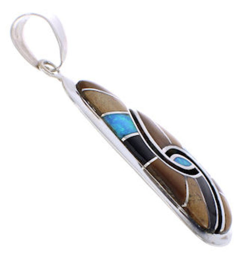 Tiger Eye Multicolor Inlay Sterling Silver Pendant MX21887