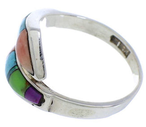 Multicolor Turquoise Sterling Silver Jewelry Ring Size 7-1/2 VX36412
