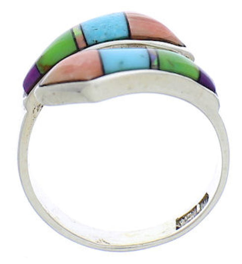Multicolor Turquoise Sterling Silver Jewelry Ring Size 7-1/2 VX36412