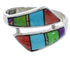 Authentic Sterling Silver Multicolor Inlay Ring Size 7-1/2 VX36432