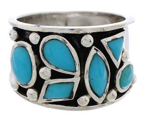 Southwest Sterling Silver Turquoise Ring Size 8-1/2 TX28278
