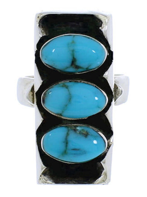 Southwestern Sterling Silver And Turquoise Ring Size 5 UX33243
