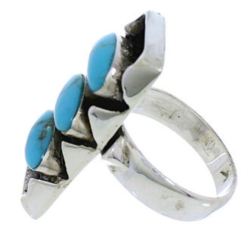 Southwestern Sterling Silver And Turquoise Ring Size 5 UX33243