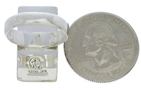 Southwestern Silver And Turquoise Ring Size 7-3/4 UX33249