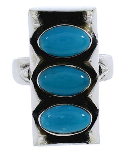 Silver And Turquoise Southwestern Ring Size 6-3/4 UX33257
