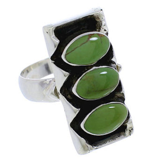 Southwestern Genuine Sterling Silver And Turquoise Ring Size 5 UX33279