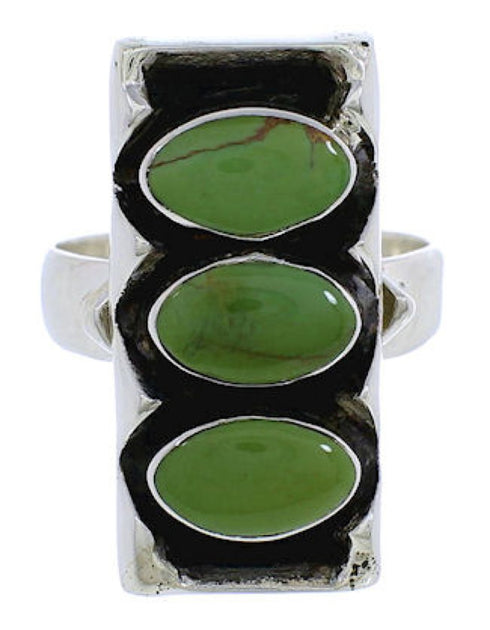 Southwestern Genuine Sterling Silver And Turquoise Ring Size 5 UX33279