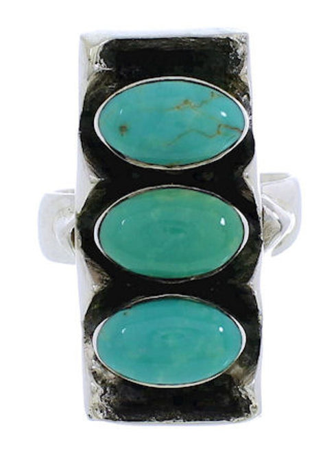 Turquoise And Genuine Sterling Silver Southwest Ring Size 8 UX33299
