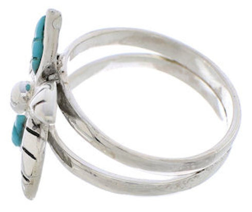 Southwest Turquoise Sterling Silver Flower Ring Size 8-1/4 FX22209