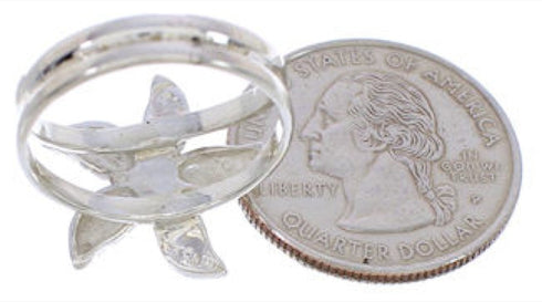 Turquoise Sterling Silver Flower Ring Size 8-1/4 FX22212