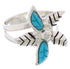 Turquoise Inlay Flower Genuine Silver Ring Size 5-1/4 FX22567