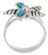 Turquoise Inlay Flower Genuine Silver Ring Size 5-1/4 FX22567