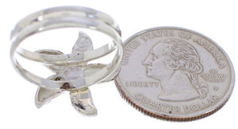 Southwest Flower Turquoise Silver Ring Size 6 FX22231