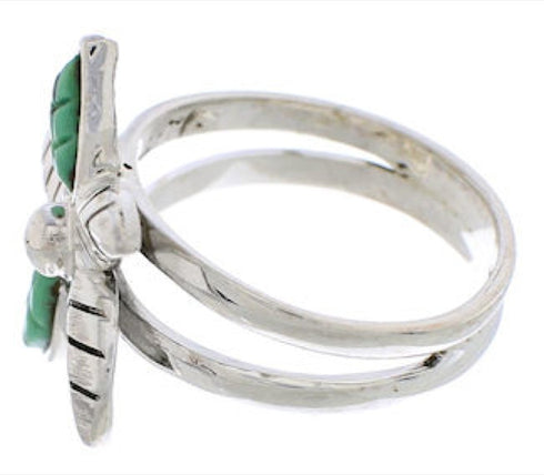 Southwestern Turquoise Sterling Silver Flower Ring Size 8-3/4 FX22279