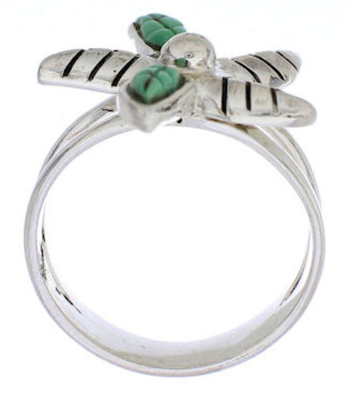 Southwestern Turquoise Sterling Silver Flower Ring Size 8-3/4 FX22279