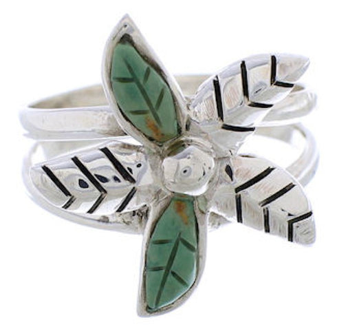 Turquoise Flower Sterling Silver Jewelry Ring Size 6-3/4 FX22291