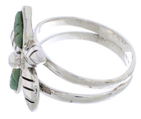 Flower Sterling Silver Turquoise Jewelry Ring Size 8-1/2 FX22292
