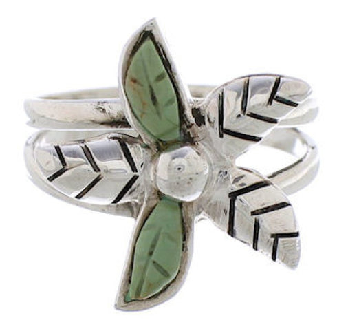 Silver Jewelry Turquoise Flower Ring Size 5-1/2 FX22297
