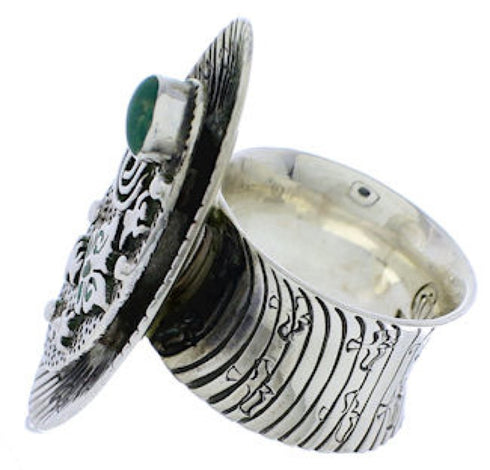 Silver Bear Turquoise Butterfly Jewelry Ring Size 7-3/4 PX41287
