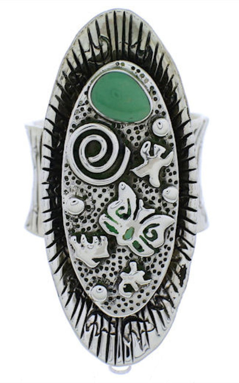 Authentic Silver Turquoise Bear Butterfly Ring Size 9-1/4 PX41296