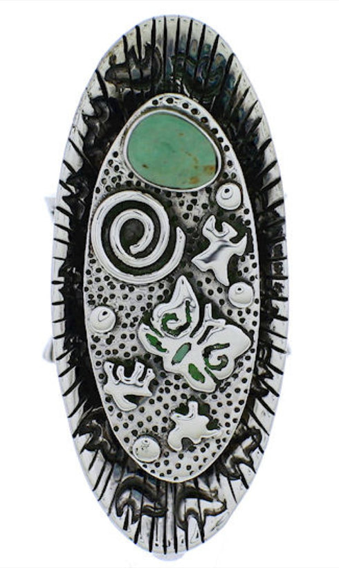Butterfly Bear Turquoise Southwest Silver Ring Size 5 PX41298