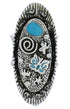 Turquoise Silver Bear And Butterfly Ring Size 7-1/2 PX41320