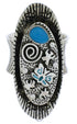Southwestern Silver Bear Butterfly Turquoise Ring Size 8-1/4 PX41379