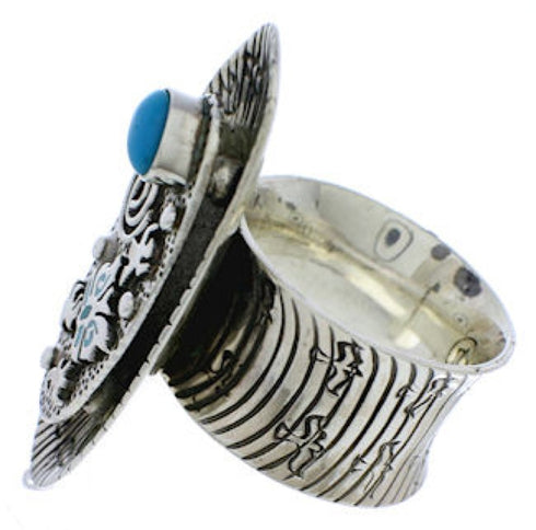 Turquoise Silver Southwest Bear Butterfly Ring Size 6-3/4 PX41374
