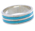 Silver And Turquoise Inlay Ring Band Size 6-3/4 UX35367