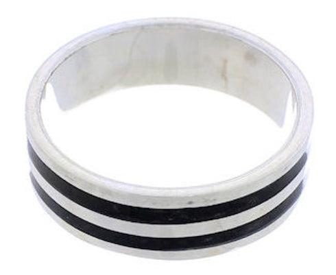 Sterling Silver And Onyx Inlay Ring Band Size 4-3/4 UX35492