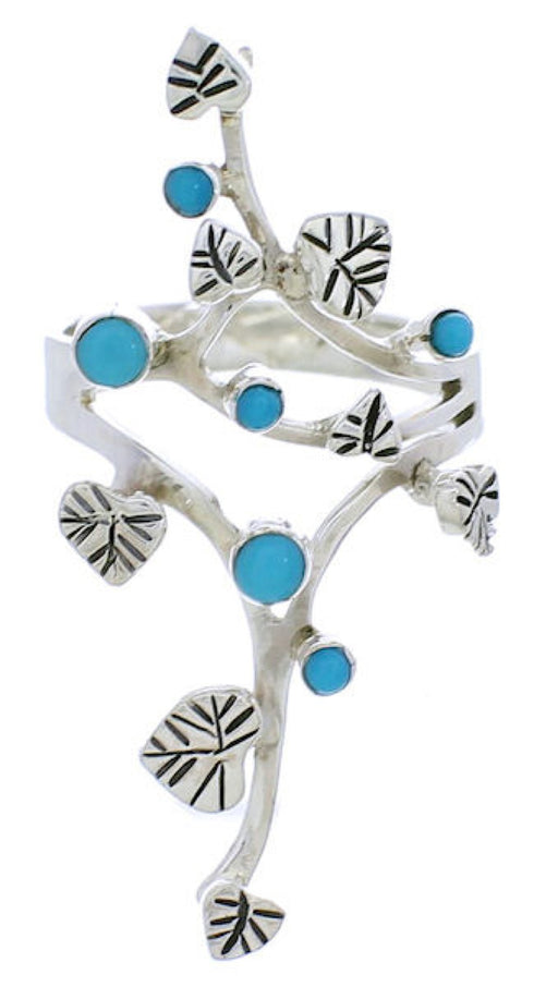 Southwestern Turquoise Genuine Sterling Silver Ring Size 6 EX22724