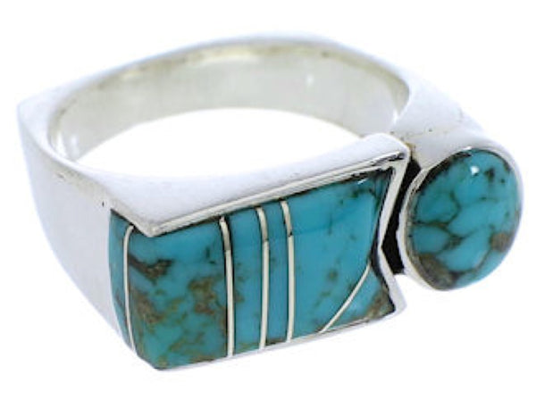 Silver And Turquoise Southwest Ring Size 7-1/2 UX39834