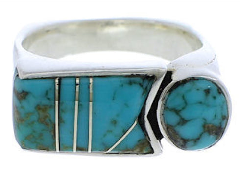 Silver And Turquoise Southwest Ring Size 7-1/2 UX39834