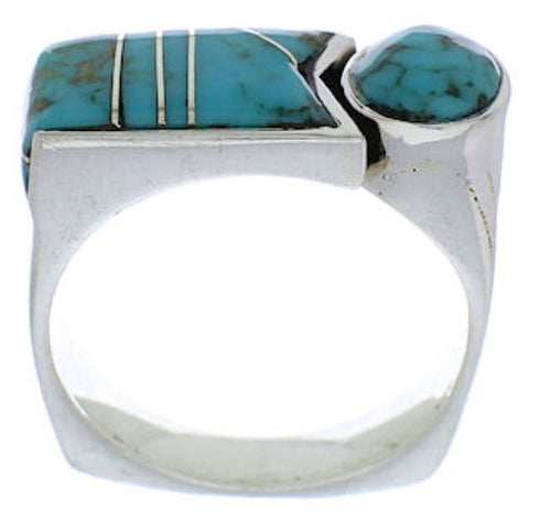 Silver And Turquoise Southwest Ring Size 7-1/2 UX39834